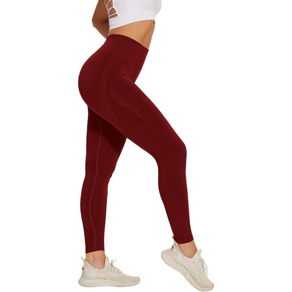 SEASUM Scrunch Butt Leggings Burgundy Medium NIP High Waisted Yoga Pants